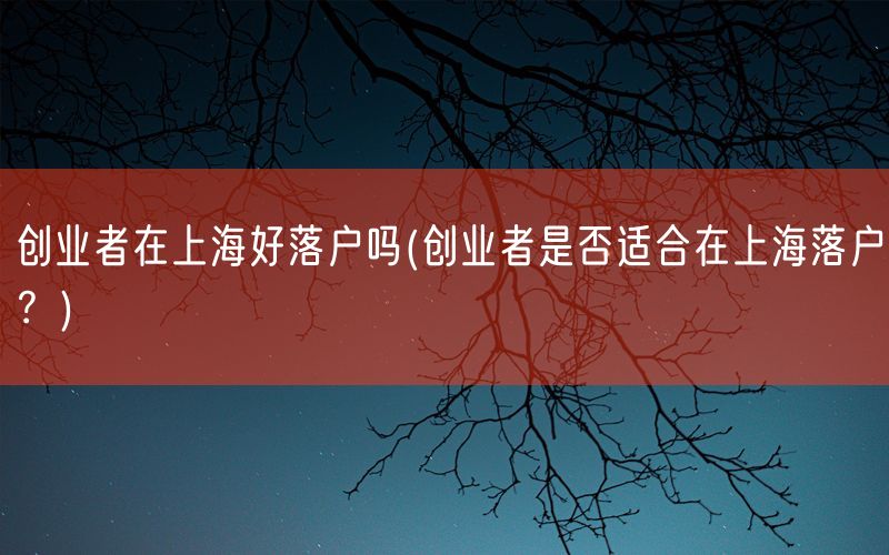 创业者在上海好落户吗(创业者是否适合在上海落户？)