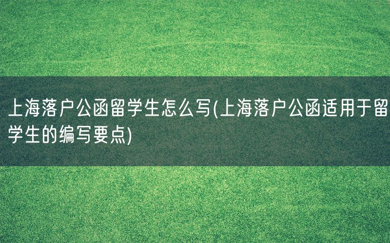 上海落户公函留学生怎么写(上海落户公函适用于留学生的编写要点)