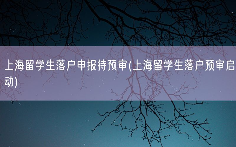 上海留学生落户申报待预审(上海留学生落户预审启动)