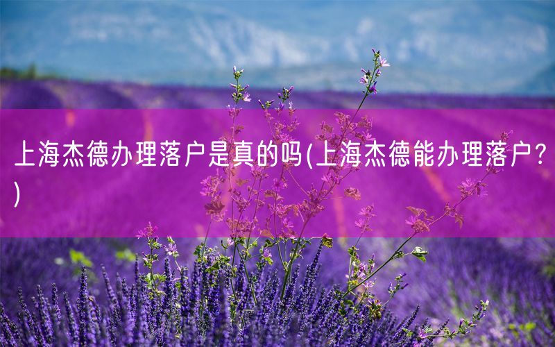 上海杰德办理落户是真的吗(上海杰德能办理落户？)