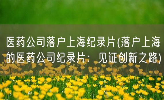 医药公司落户上海纪录片(落户上海的医药公司纪录片：见证创新之路)