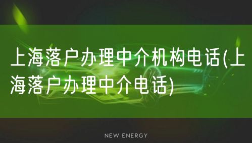 上海落户办理中介机构电话(上海落户办理中介电话)