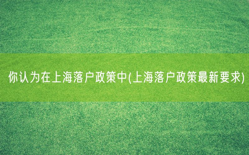 你认为在上海落户政策中(上海落户政策最新要求)
