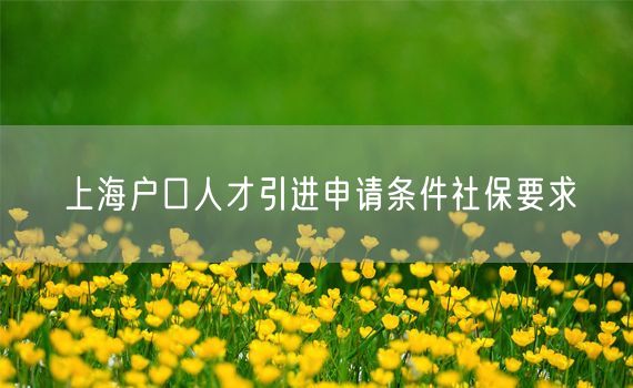 上海户口人才引进申请条件社保要求